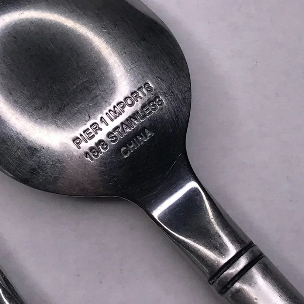 Pier 1 Imports Bamboo Stainless Flatware Spoon Dinner Knife Replacement 2 Pc